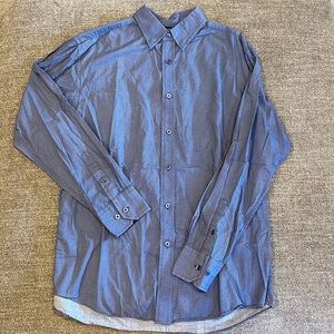 Men’s Navy Blue patterned  Size L (neck size 16 1/2) button-down shirt